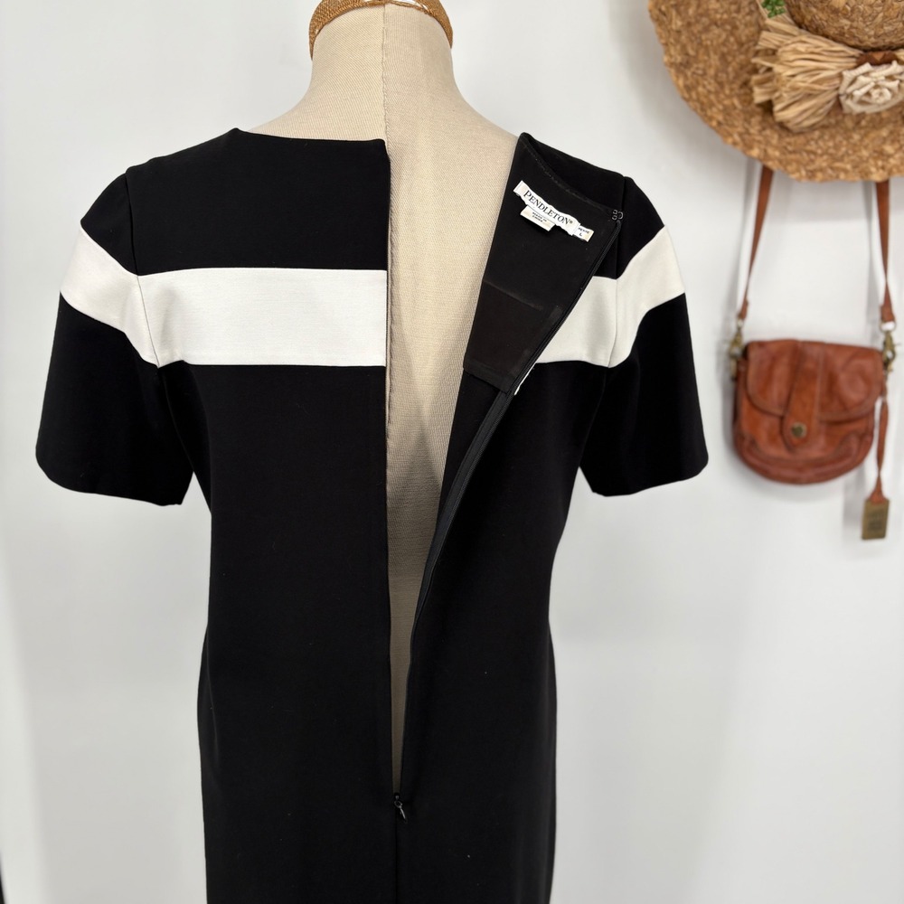 Pendleton Woolen Mills LP Black & White Ponte Colorblock Short Sleeve Midi Dress - Picture 7 of 10